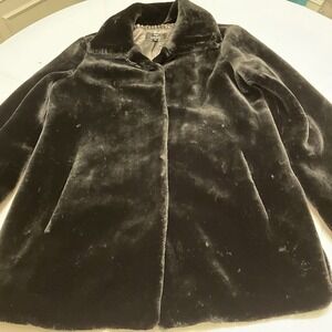 Dennis By Dennis Basso Black Faux Fur Coat Women's Size Medium
